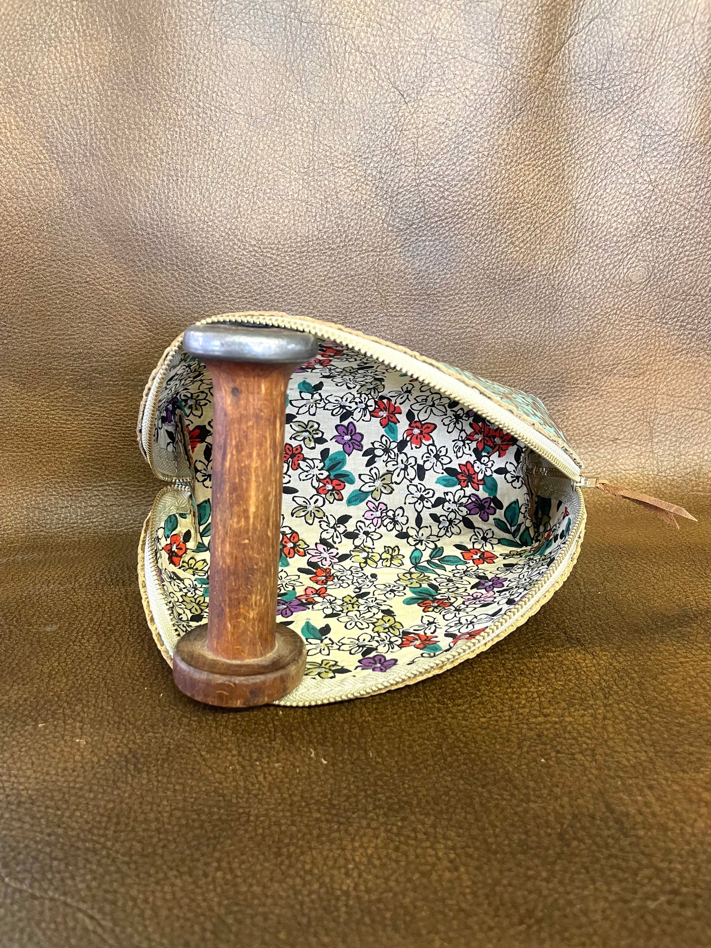 Turquoise Embossed Leather.