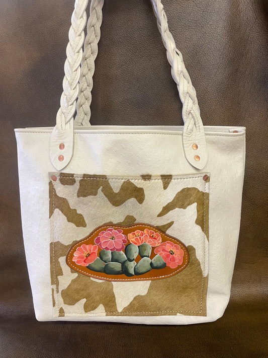 White painted cactus tote