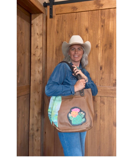 Painted cactus tote