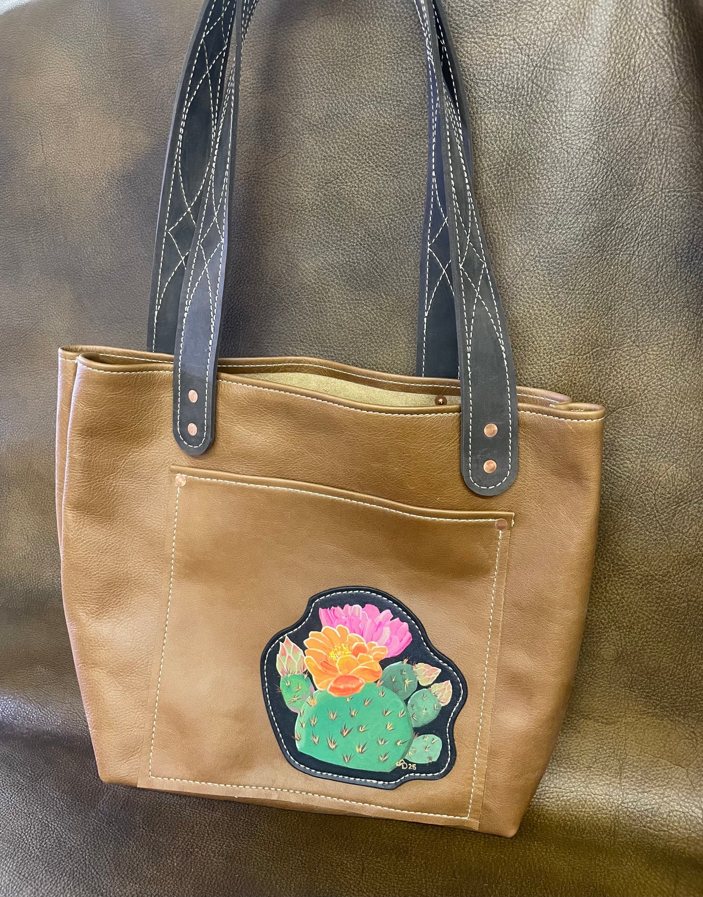 Painted cactus tote