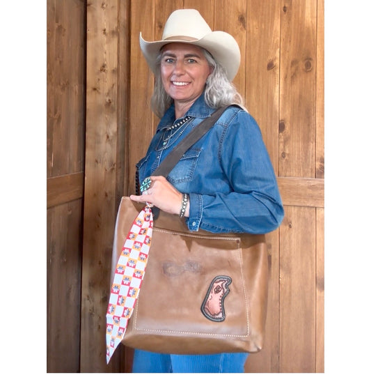 Branded brown tote