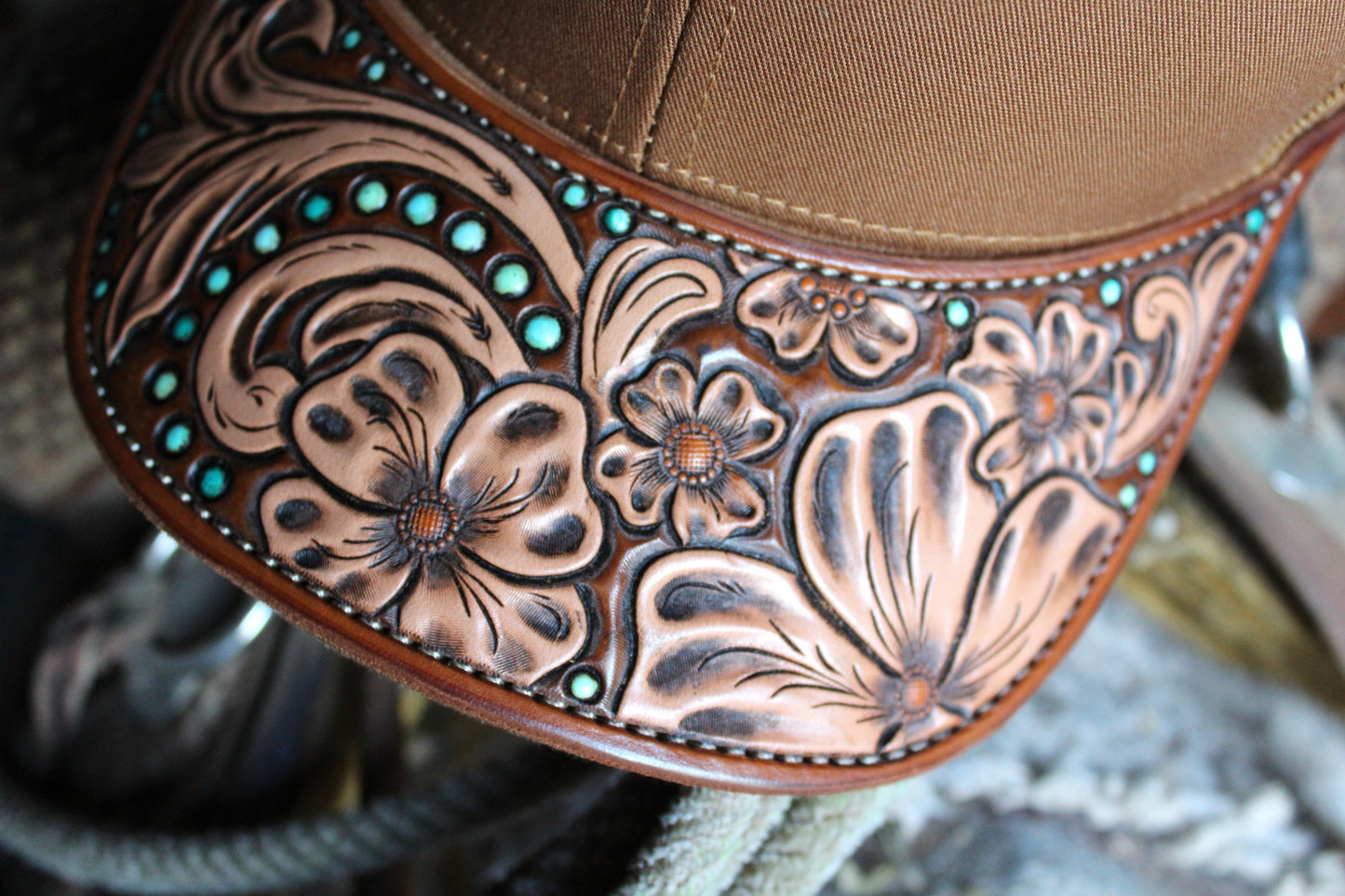 Brown Floral Brim Hat