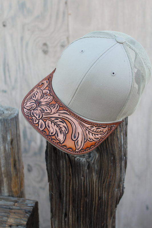 Western Floral Tooled Brim